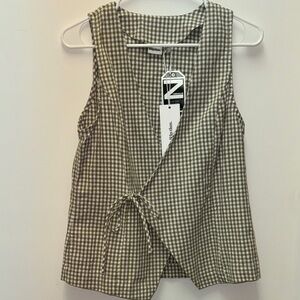 Rhythm Lola Check Wrap Front Vest Olive size Small NWT